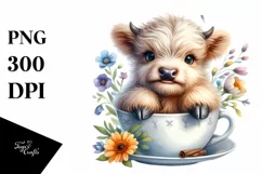 Small Baby Highland Cow | Sublimation | Clipart Product Image 3
