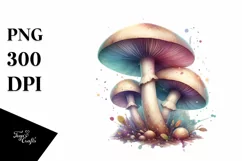 Glossy Mushroom Watercolor Splash PNG Product Image 1