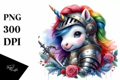 Colorful Knight's Armor Unicorn PNG Product Image 3