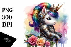Colorful Knight's Armor Unicorn PNG Product Image 3