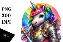 Colorful Baby Unicorn in Knight's Armor Product Image 1