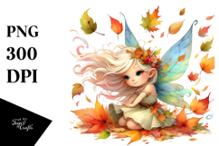 Autumn Fairy with Leaves PNG Product Image 1