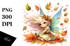 Autumn Fairy with Leaves PNG Product Image 1