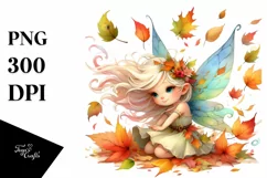 Autumn Fairy with Leaves PNG Product Image 1