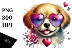 Detailed Puppy Heart Sunglasses PNG Product Image 1