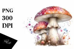 Glossy Mushroom Watercolor Splash PNG Product Image 3