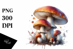 Glossy Mushroom Watercolor Splash PNG Product Image 1