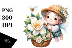Floating Gnome with Gardenia PNG Product Image 1