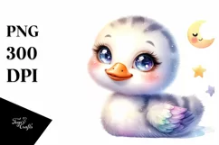 Colorful Smiling Baby Snow Goose Clipart Product Image 1