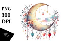 Simple Adorned Half Moon Hearts PNG Product Image 1