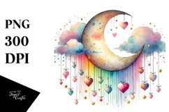 Simple Adorned Half Moon Hearts PNG Product Image 1