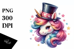 Colorful Magician's Hat Unicorn PNG Product Image 3