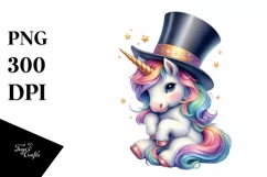 Colorful Magician's Hat Unicorn PNG Product Image 1
