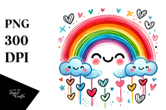 Smiling Rainbow with Hearts PNG Product Image 1
