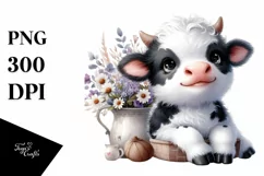 Cute Highland Cow Smiling in Vase | Sublimation | Clipart Product Image 3