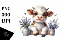 Cute Highland Cow Smiling in Vase | Sublimation | Clipart Product Image 3