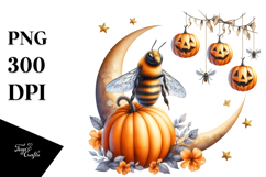 Bee on Moon Halloween PNG Product Image 1