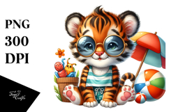 Whimsical Watercolor Cute Baby Tiger PNG Product Image 1