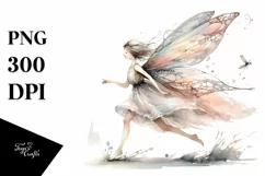 Washed Watercolor Whimsical Fairy PNG Product Image 1