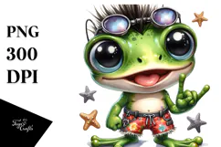 Punk Baby Frog Dressed for the Beach PNG Product Image 1