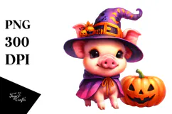 Cute Pig Dressed for Halloween, Transparent PNG Product Image 1