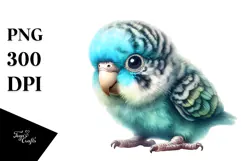 Digital Watercolor Baby Parrot PNG Product Image 1