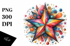 Colorful Star Watercolor Whimsical | Clipart Product Image 3