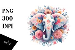 Pastel Elephant Floral Clipart Product Image 1