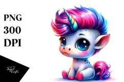 Funny Baby Unicorn PNG Product Image 1