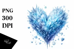 Watercolor Blue Heart with Ice PNG Product Image 1