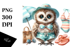 Digital Watercolor Cute Baby Owl PNG Product Image 1