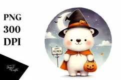 Cute Baby Polar Bear Dressed for Halloween PNG Product Image 1