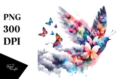Colorful Bird, Butterfly PNG Product Image 1