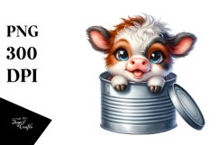 Happy Baby Highland Cow PNG Product Image 1