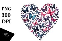 Butterfly Heart Watercolor PNG Product Image 1