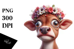 Baby Calf with Flower Crown, PNG Product Image 1