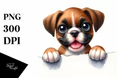 Cute Boxer Puppy Watercolor | Sublimation | Clipart Product Image 3