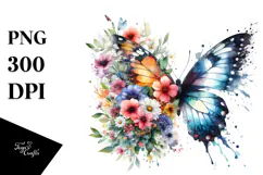 Colorful Butterfly in Splashes, PNG Art Product Image 1