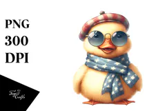 Funny Cute Duck with Scarf and Sunglasses PNG Product Image 1
