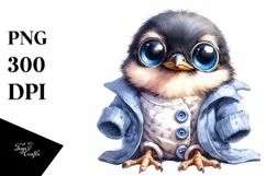 Funny Baby Bird in Clothes PNG Product Image 3