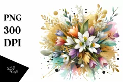 Colorful Abstract Bouquet with Gold Foil | Clipart Product Image 3