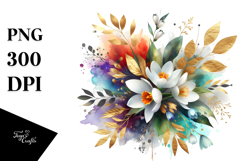 Colorful Abstract Bouquet with Gold Foil | Clipart Product Image 1