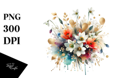 Colorful Abstract Bouquet with Gold Foil | Clipart Product Image 1