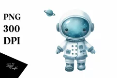 Whimsical Astronaut Girl Watercolor Product Image 1