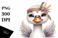 Funny Smiling Swan with Diva Look | Watercolor Clipart Product Image 3