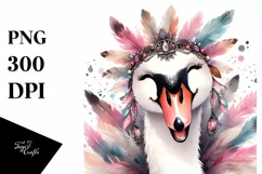 Funny Smiling Swan with Diva Look | Watercolor Clipart Product Image 1
