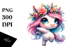 Vibrant Cute Unicorn Dancing, PNG Product Image 1