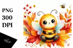 Vibrant Cute Funny Bee Leaves | Sublimation | Clipart Product Image 1