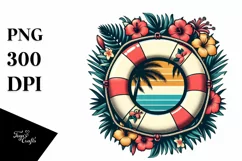 Retro Tropical Flower Beach Buoy | Clipart Product Image 3