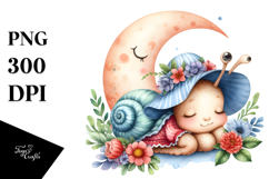 Sleeping Baby Snail | Sublimation | Clipart Product Image 1
